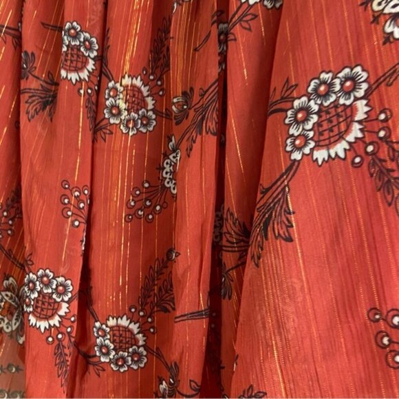 Ann Taylor Gorgeous Flowy Rust Color Floral Blouse Top Women’s Size XS - Picture 4 of 10
